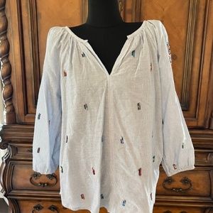 VELVET BY GRAHAM & SPENCER Embroidered Cotton Top